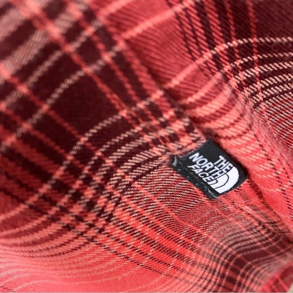 The North Face Granola Girl Womens Orange Plaid Button Up Hooded Shirt - Picture 4 of 6